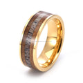 Men's Custom Antler Whiskey Barrel Religious Style Wedding Ring Tungsten Carbide Gold Plating for Engagement Anniversary Men's