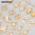 MB13 18K Gold Plated Copper Metal Nickel Free Zircon Charms for DIY Pendants Jewelry Accessories-6pcs/Lot