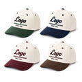 Custom Logo Embroidered Two Tone Baseball Cap Vintage Varsity Style Contrast Color Brim 6 Panel Cotton Dad Hat for Unisex Wear