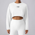 Casual Loose Long Sleeve Cotton Polyester Oversized Drop Shoulder Sweatshirt Custom Logo Women Gym Fitness Crop Top