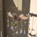 Factory Wholesale Amethyst Chips Moon Suncatche Wind Chimes Crystal Sun Catcher for Decor