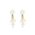 French Retro Camellia Earrings Elegant Flower Pearl High-end Tassel Earrings