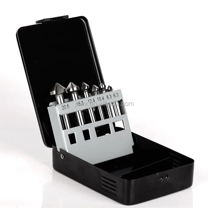 WEIX 6Pcs 6.3/8.3/10.4/12.4/16.5/20.5mm Countersunk Hole Chamfer Drill Bits with Round Shank