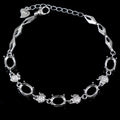 Sterling Silver 6*8mm Semi Mount Bracelet Empty Support Blank Claws Setting S925 Base Holder Without Center Stone Inlay for DIY