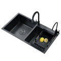 Kitchen Sink Factory Double Bowl SUS304 Anti-rust Handmade Stainless Steel Modern Sink Bottom Black with Full Accessories