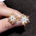 CAOSHI Bling Bling Gold Snowflake Diamond Shiny Zircon Stud Earring Girls CZ Dainty Lovely Flower Earrings Women