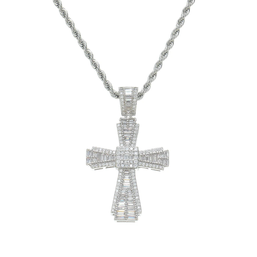 CN449 Brass Cubic Zircon Cross Pendants Necklace for Men and Women Gift