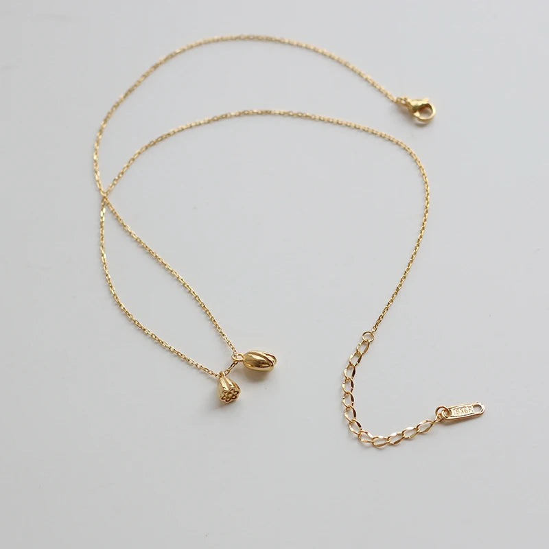 2021 New Design Delicate Lady Jewelry Stainless Steel Link Chain Necklace Hypoallergenic Lotus Root Flower Necklace