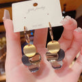 New Trendy Exaggerated Glossy Metal Disc Tassel Earrings S925 Silver Needle Drop Earring Round Pendant Gold Earring