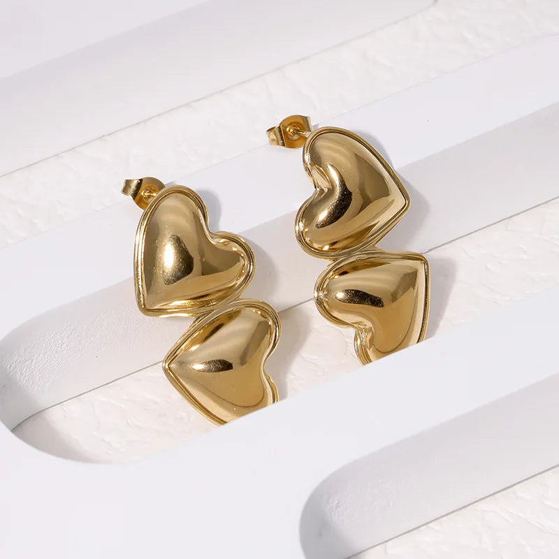 Vintage Style 18k Gold Plated Stainless Steel Earrings for Women Jewelry
