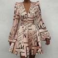 New Summer Fashion Design Printed Causal Lantern Sleeve Zipper Bodysuits Midi Dresses 2026 Shorts Dress