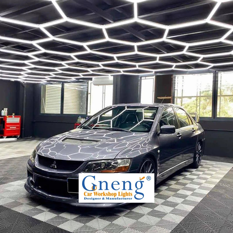 One-step Connection Dimmable Ceiling Lights for Garage Car Showroom Hexagonal Gym Light