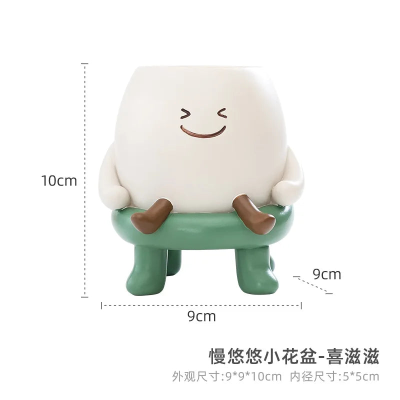 Wholesale New Product Resin Flower Pot Hanging Smiling Face Plant Succulent Creative Flower Pot Outdoor Garden Flower Pot