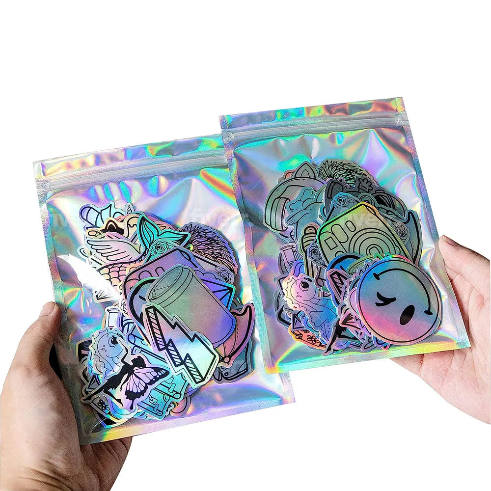 Waterproof Die Cut Logo Printed Rainbow Reflective Glitter Custom Hologram Holographic Sticker for Promotion
