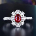 SGARIT Fine Jewelry Ruby Stone Ring 18K White Gold 0.65CT GUILD Certified Oval Cut Natural Pigeon Blood Red Ruby Gemstone Ring MegaBDM