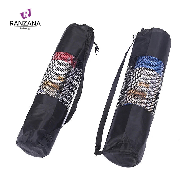Eco-Friendly PVC Yoga Mat Bag Drawstring Sling Black Mesh Durable