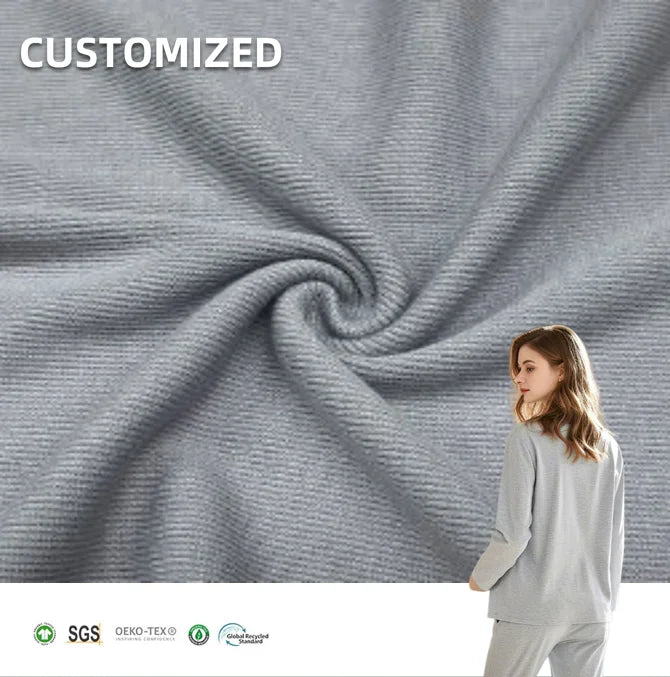 64% Bamboo 28% Organic Cotton 8% Spandex 2x2 Rib Fabric for Baby Hats Clothes Women Fashion Clothes