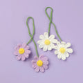 Cute Handmade Daisy Flower Knitted Charm Car Rear View Mirror Decor Hanging DIY Crochet Bag Key Pendant Women Girl Gift Flowers