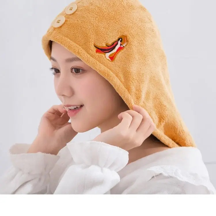 Wholesale Waterproof Plush Bath Cap & Shower Hat with Magic Quick Drying Towel for Adults Dry Hair Use