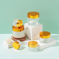 Empty Transparent Skincare Cosmetic Packaging 20g 30g 50g Golden Lid Cream Glass Jar