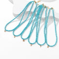 Wholesale Dainty 26 Letter Women Necklace Custom Blue Beaded Chain Zircon Letter Pendant Necklaces