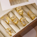 2025 Vintage Shiny Zircon Ring Open Rings Fashion Jewelry for Women Girls