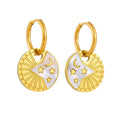 Fashion Jewelry Earrings Waterproof Stainless Steel Star Moon Round Label Pendant Titanium Steel Jewelry Wholesale for Women