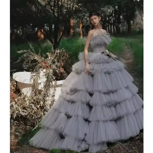 Ruffle Skirt Princess Ball Gown Prom Dresses Off-shoulder Long Elegant 2024 Evening Gowns Party Wear
