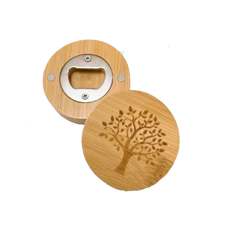 Premium Corkscrew & Opener Set Custom Designed Logo Laser Engraved Modern Style Wooden Bamboo Bottle Opener
