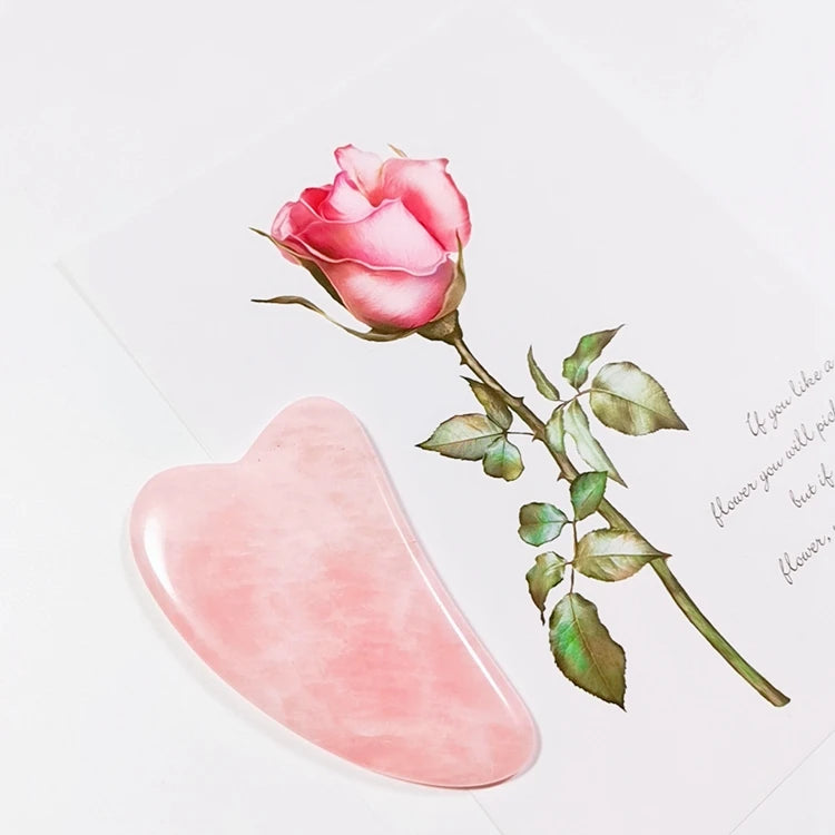 DIY Custom Private Label Crystal Pink Rose Quartz Jade Face Gua Sha Scraper Board Natural Stone Guasha Face Massager