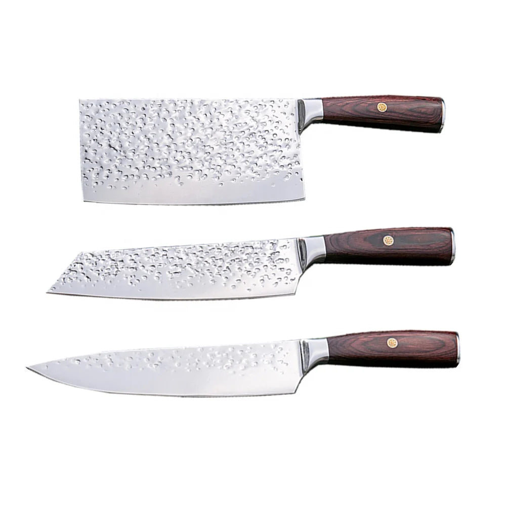 Hot Sale Professional 3pcs Kitchen Knife Set Vertical Forging wood Handle Steel Metal Eco-Friendly DAOMACHEN for Cutting