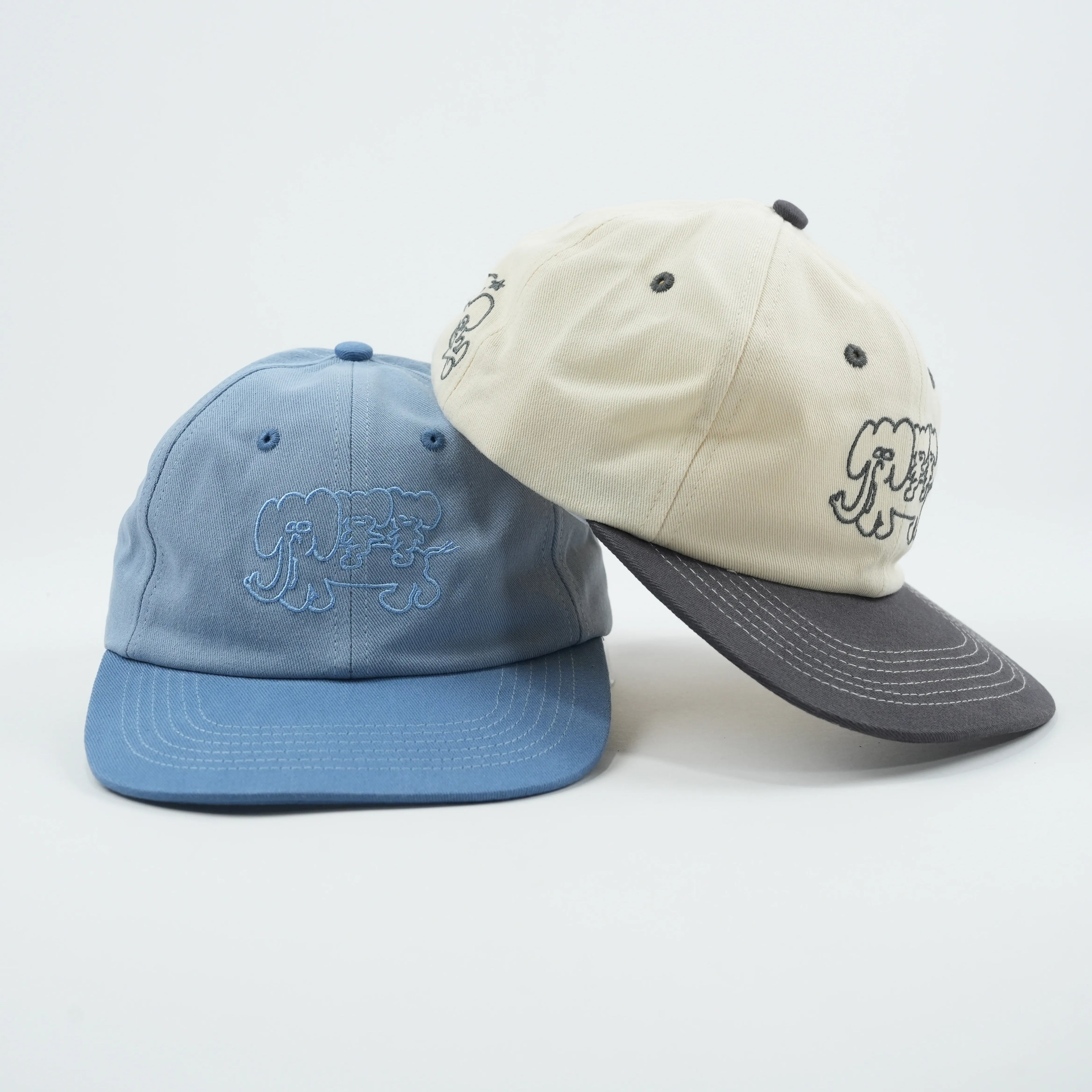 6 Panel Hat Nearly Flat Brim Unstructured Custom Flat Brim 6 Panel Australian Caps Snapback Hats Cap