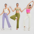MAYYOUNG Women's Comfortable Work Suit Nylon Sports Trousers High Elastic Wide Leg Palazzo Pants Pockets 20 Colors Yoga Leggings
