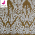 New Arrival Porcelain White Tulle Lace White Bridal Fabrics With Sequins for Wedding Dress HY2245