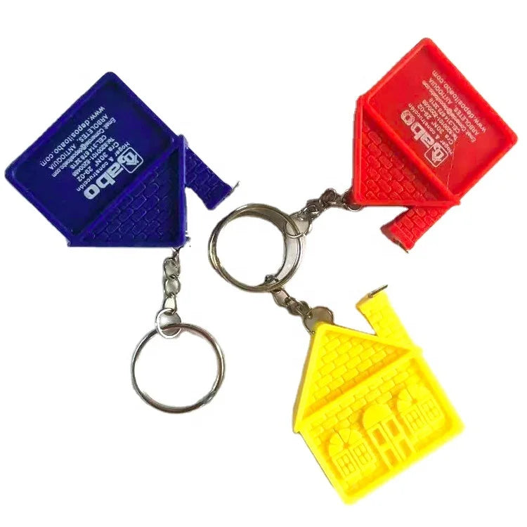 Promotion Gift Customized 1m 1.5m Retractable House Shape Measuring Tape with Keychain MegaBDM