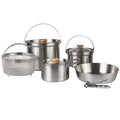 304 Stainless Steel Portable Outdoor Pot Set of Kitchenware Camping Cooking Set Picnic for 3-5 Person
