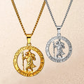 25mm Stainless Steel St.Christopher Pendant Necklace 18K Gold PVD Plated Religious Jesus God Christian Jewelry Crucifix Cupid