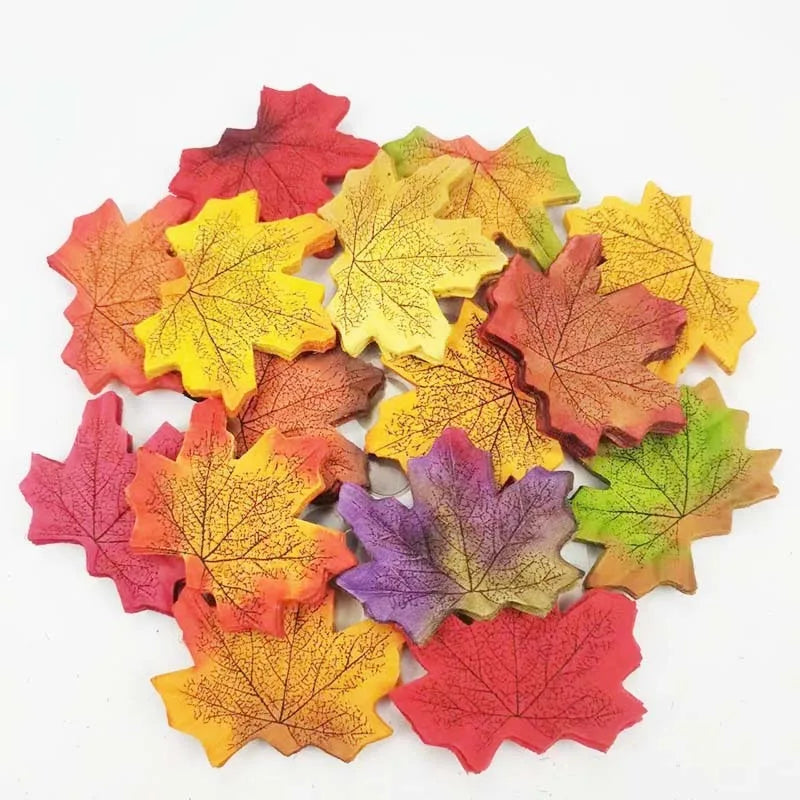 Wholesale Multicolored Fall Artificial Maple Leaves Thanksgiving Autumn Plastic Leaf Wedding Party Table Decor