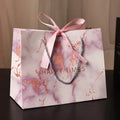 MU Double Ribbon Art Paper Bag Marble Colorful Custom Logo Bag Clothes Garment Gift Bag Shopping