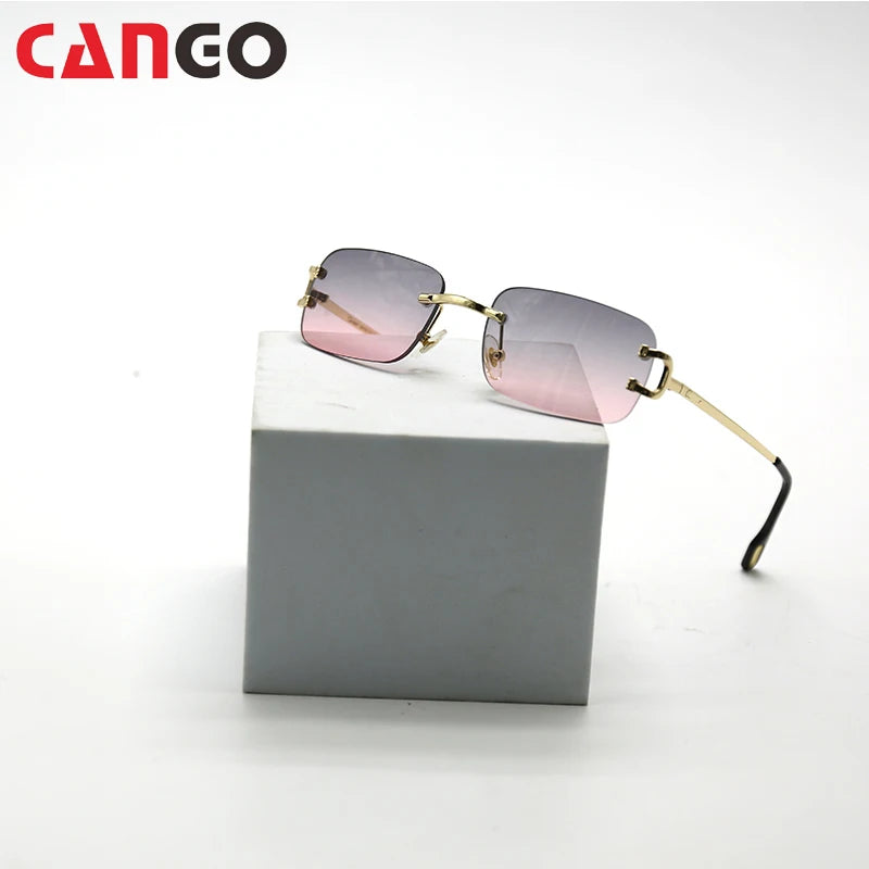 High Quality Designer Fashion Men Women Rectangle Frameless Rimless Uv400 Sun Shade Glasses Sunglasses