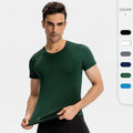 Men's Pro Fitness Short Sleeve Tight Running Training Sportswear High Elasticity Sweat Wicking Quick Drying Top T-shirt