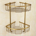 2 Layers Triangular Corner Modern Stainless Steel Wall Mounted Bathroom Shampoo Cosmetic Organizer Rack