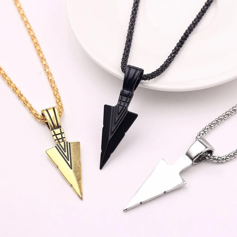Men Arrowhead Necklace Wholesale Retro Personality Jewelry Charms Men's Street Hips Hop Arrow Pendant