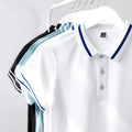 High Quality Cotton Men's Polos Shirts Short Sleeve Golf Polos Tshirt Pure Color Business Heavyweight T-shirts for Male Tops