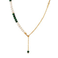 Nice Quality Fashion Jewelry 18K Gold Plated Turquoise Freshwater Pearl Beaded Tassel Necklaces Women Jewelry Necklace Wholesale