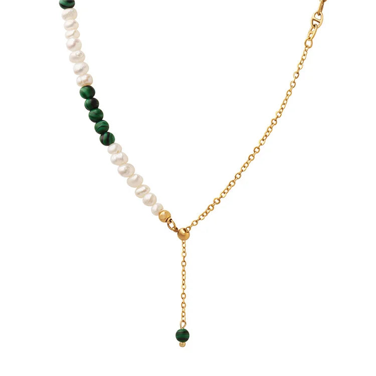 Nice Quality Fashion Jewelry 18K Gold Plated Turquoise Freshwater Pearl Beaded Tassel Necklaces Women Jewelry Necklace Wholesale
