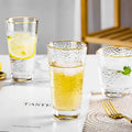 Hxglass Lead-Free Sustainable Classic Drinkware Stackable Hammer Pattern Gold Rim Glass Cup Retro 300ml Household Water Tea Milk