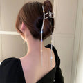 Wholesale Full Crystal 12cm Big Claw Hair Fashion Bling Bling Crystal Tassel Shark Clip Hairpin for Women