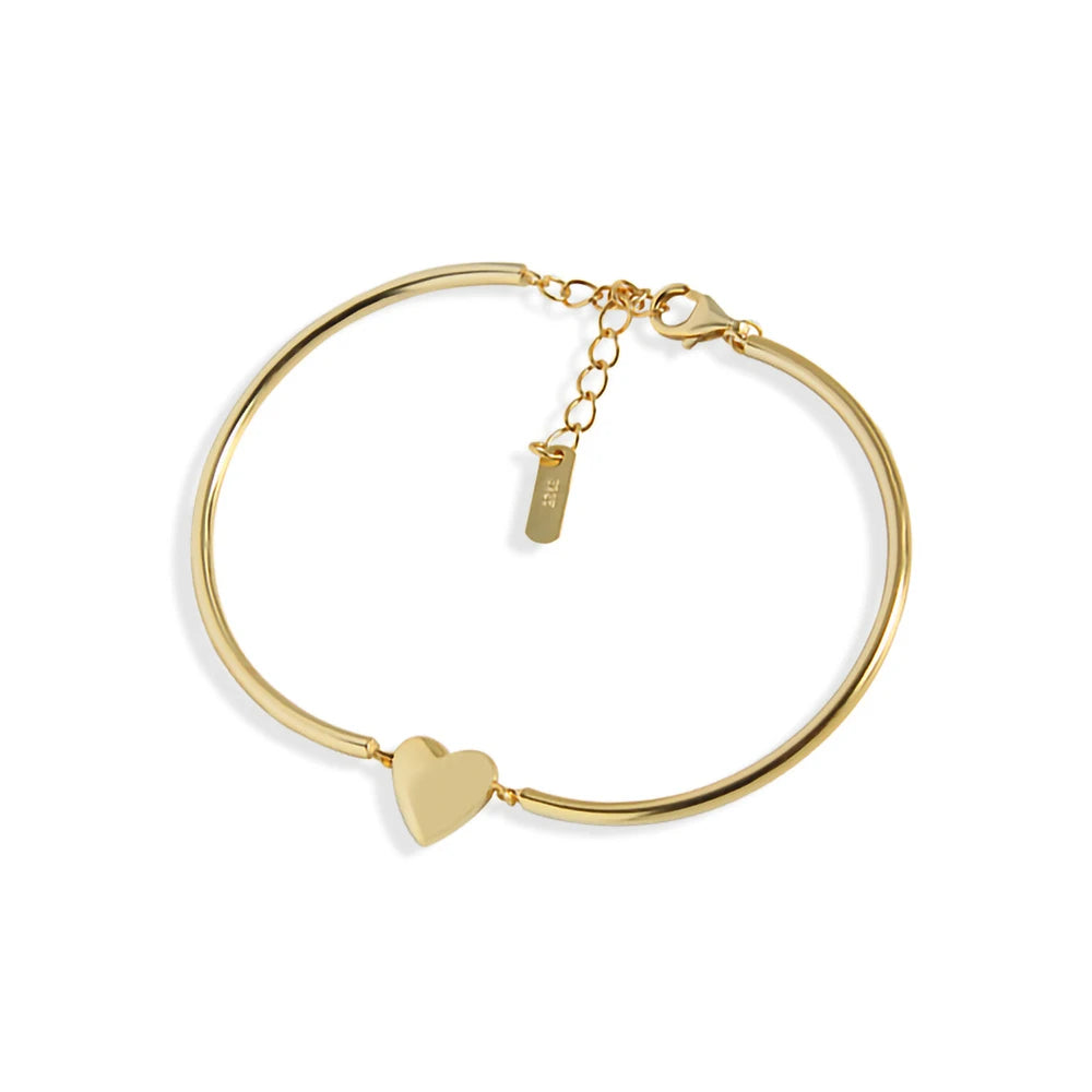 WMSL047 Silver Heart Bracelets Love Heart Polished Solid 925 Silver Ladies Fashion Jewelry Bracelets Bangles