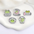 Wholesale Frog Letter It Is Okay to Not Be Okay Enamel Pins Anime Cute Frog Funny Letter Design Soft Lapel Pin Badge for Gift